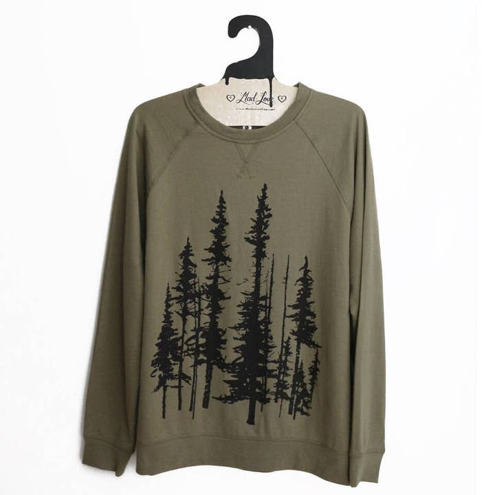 Mad Love Shop - Wholesale Graphic Sweatshirt - Unisex - Unisex Olive Lightweight Terry Sweatshirt with Evergreen1