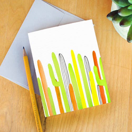 Paige Poppe Art - Wholesale Everyday Greeting Card - "Spring Saguaros" Greeting Card1