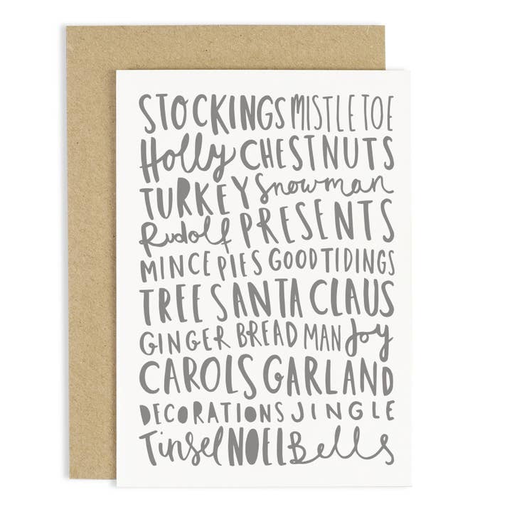 Christmas Words Card for wholesale by Old English Company