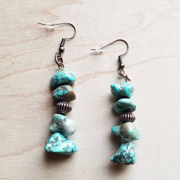 Stacked Turquoise and Copper Earrings for wholesale by The Jewelry Junkie