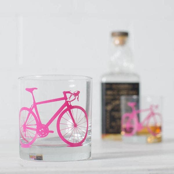 Vital Industries - Wholesale Cocktail/Liquor Glass - Bicycle Rocks Glasses, screen printed bike10