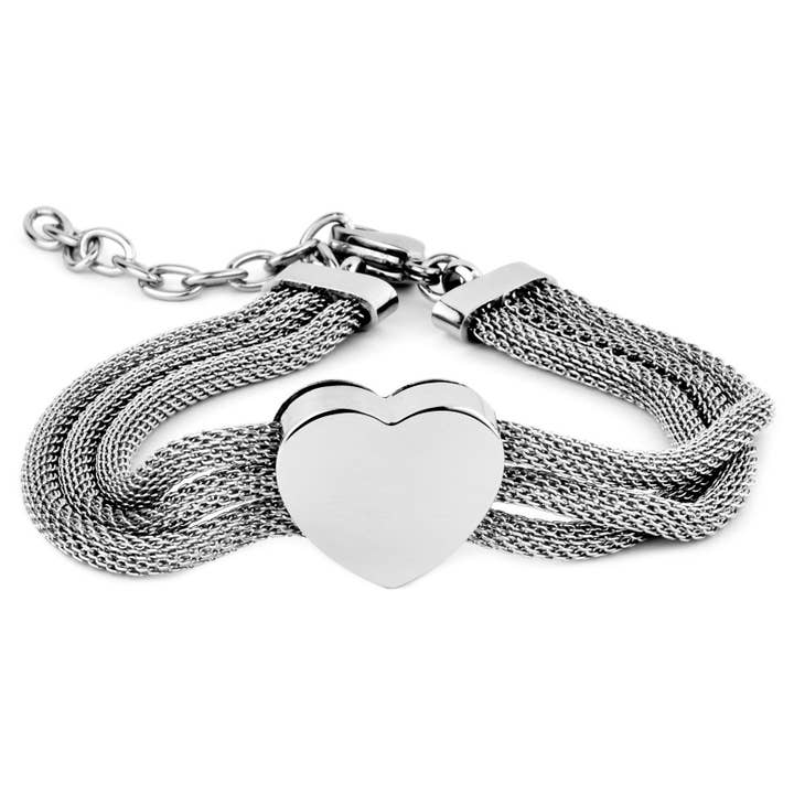 Polished Heart with Three Mesh Strands Bracelet for wholesale by West Coast Jewelry