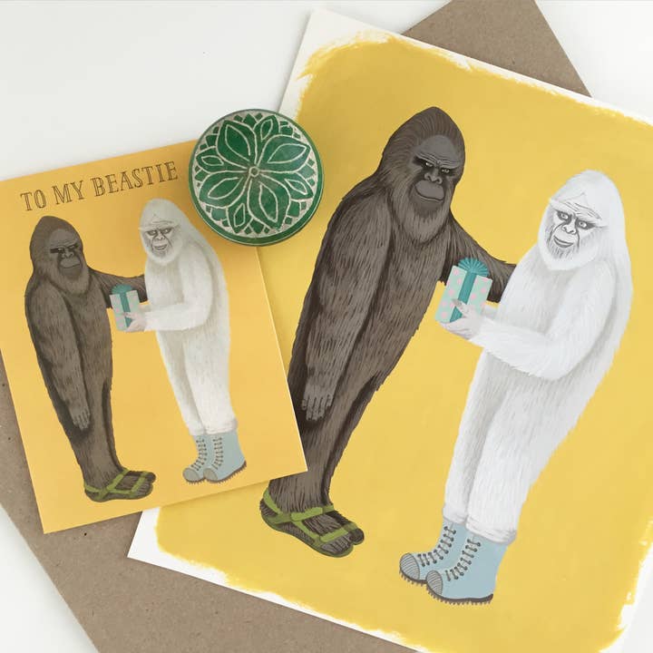 Yeppie Paper - Wholesale Birthday Card - Beastie Bigfoot Sasquatch & Yeti Best Friends Birthday Card