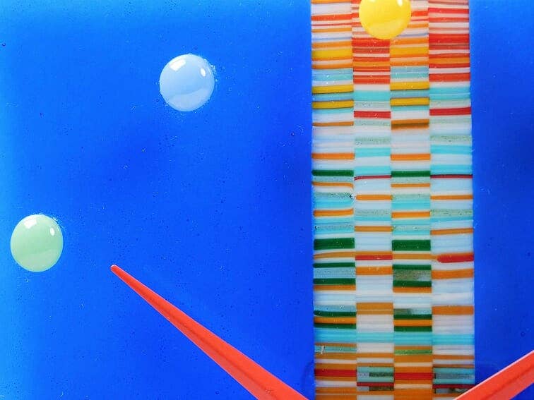 Games of Colors - Wholesale Wall Clock - Blue Fused Glass Wall Clock2