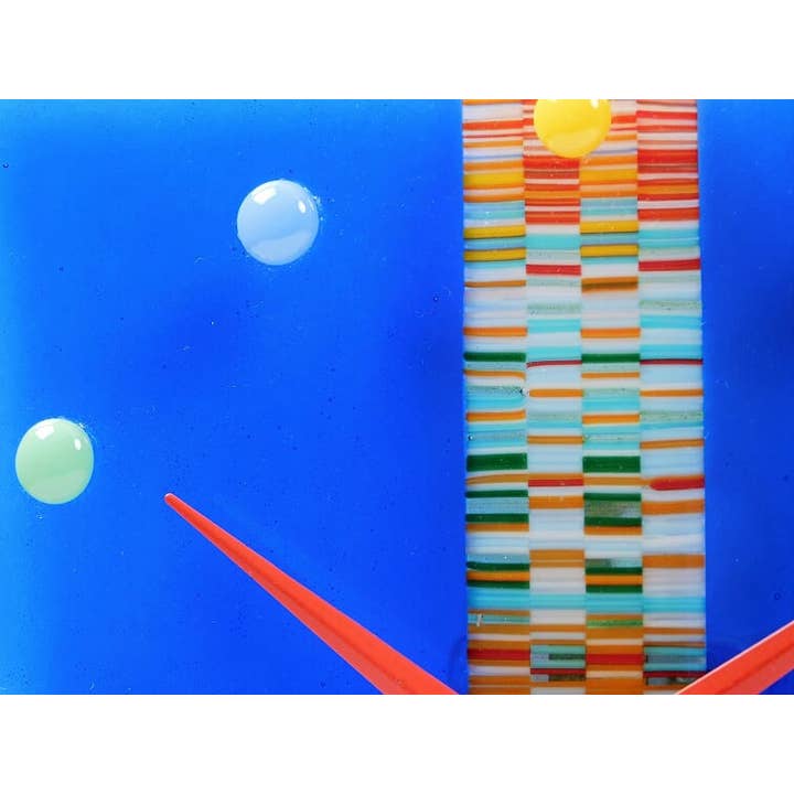 Games of Colors - Wholesale Wall Clock - Blue Fused Glass Wall Clock2