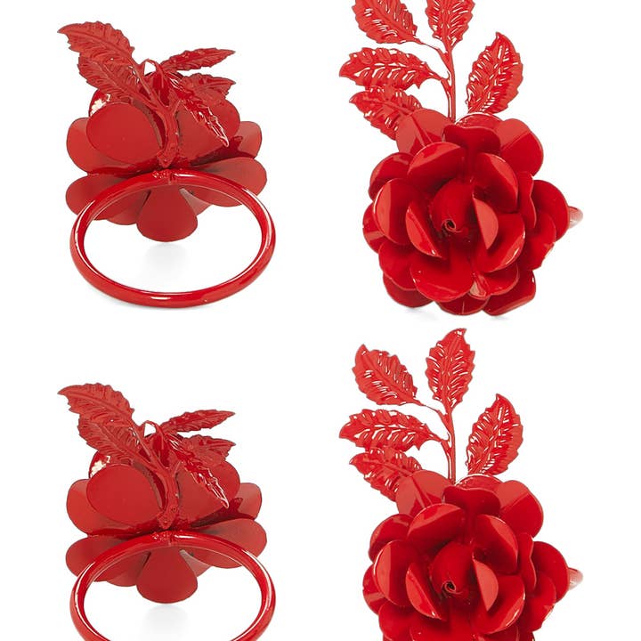 Red Rose Napkin Rings - Set of 4 for wholesale by Vibhsa