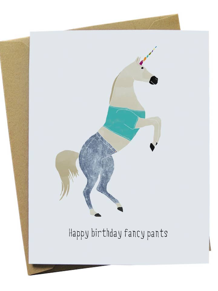 Carte d'anniversaire licorne pour la vente par Paper Wolf Design