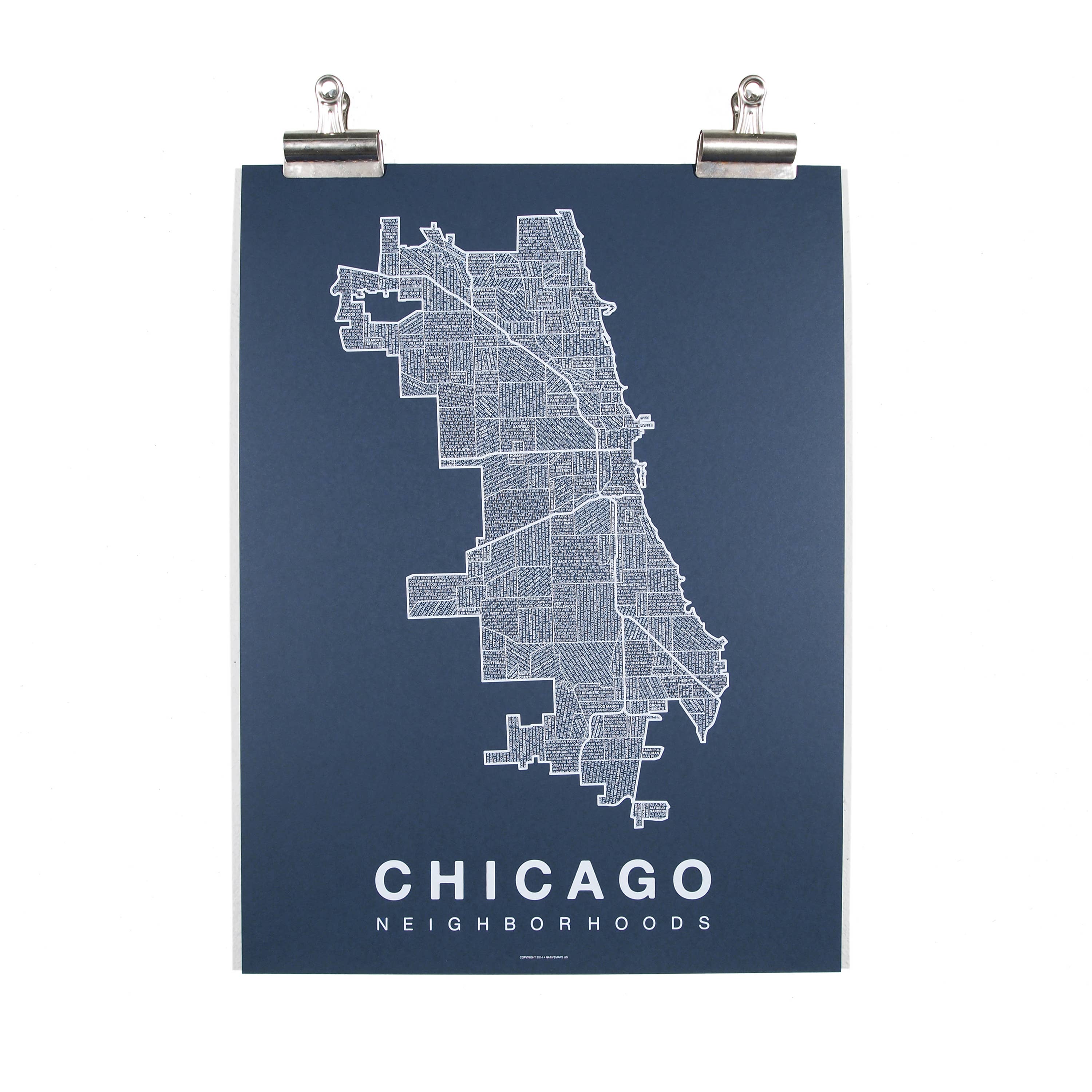 Native Maps - Wholesale Poster - Chicago, IL Neighborhood City Map Poster0