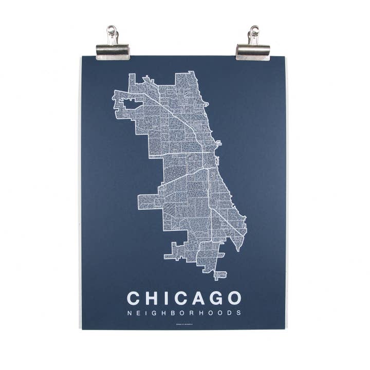 Native Maps - Vente Poster - Affiche cartographique du quartier de Chicago, IL