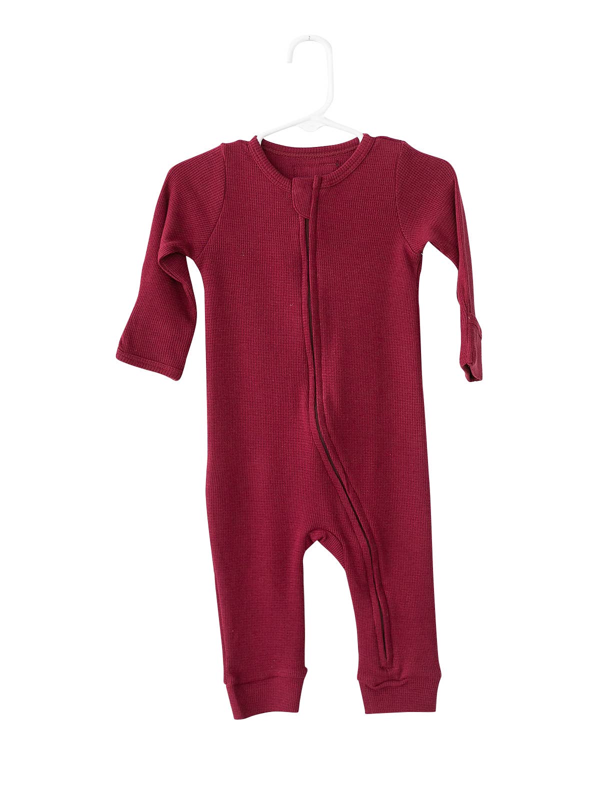 Modern Burlap - Wholesale Jumpsuit - Baby - Organic Thermal Zip Coverall | Maroon0