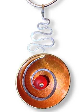 Hypnotischer Anhänger - Orange mit rotem Edelstein für den Großhandel von LeDanse Limited Edition Jewelry