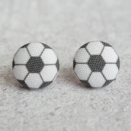 Soccer Fabric Button Earrings for wholesale by Rachel O's