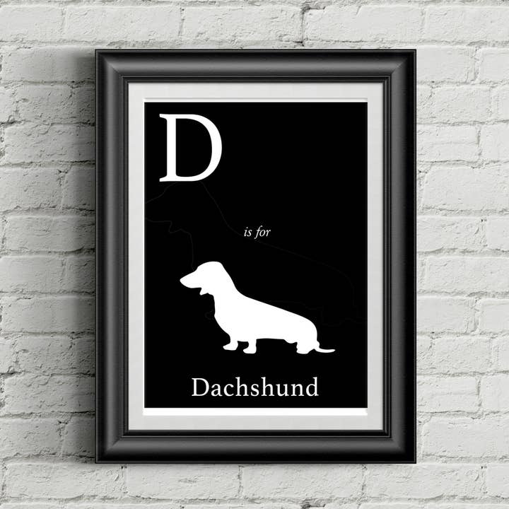 D is for Dachschund Alphabet Art Impression 8,5 « x 11" pour la vente par Sophisticated Pup