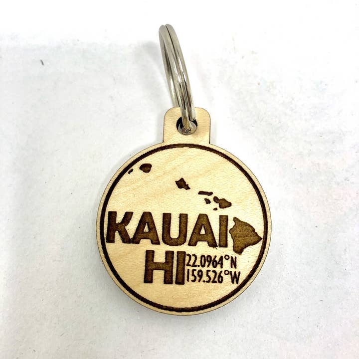 Insert Brand Here Shop - Wholesale Keychain – Unisex - KEYCHAIN - Hawaiian Island Coordinates, Hawaii Art Design