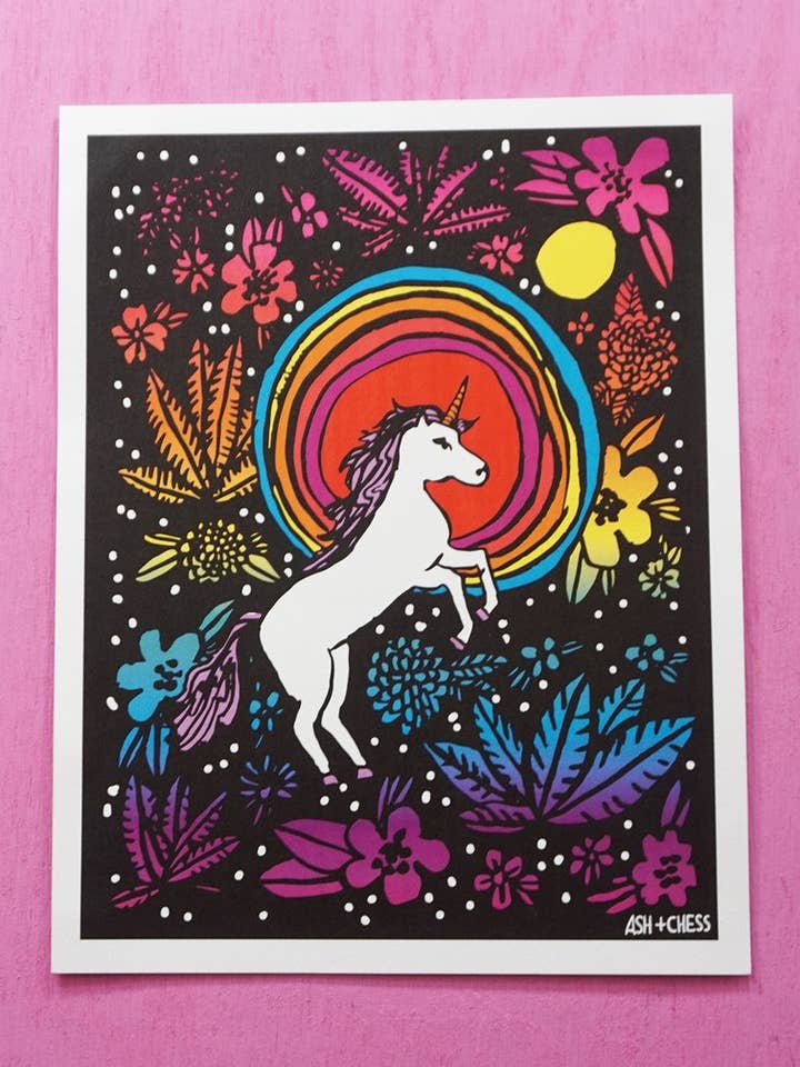 11" x 14" Magical Unicorn Art Print for wholesale by Ash + Chess