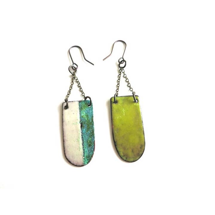 Courtney Fischer Jewelry - Wholesale Dangle Earrings - Cream Enamel and Patina Earrings2