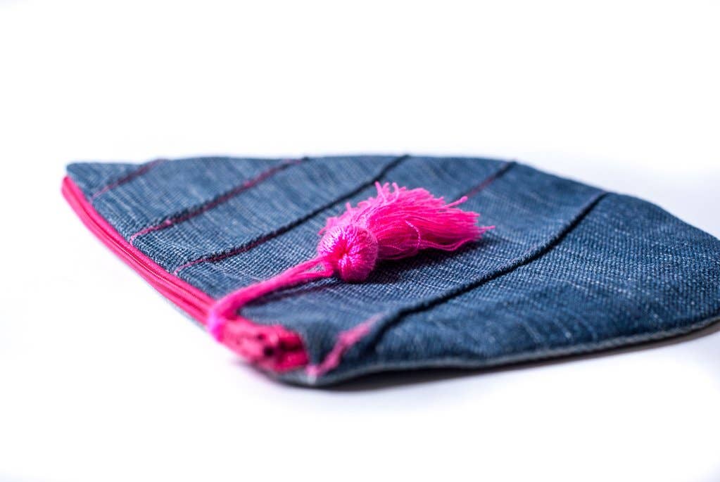 World Peaces - Wholesale Coin Purse - Women's - Denim Coin Purse w/Pink Tassle0