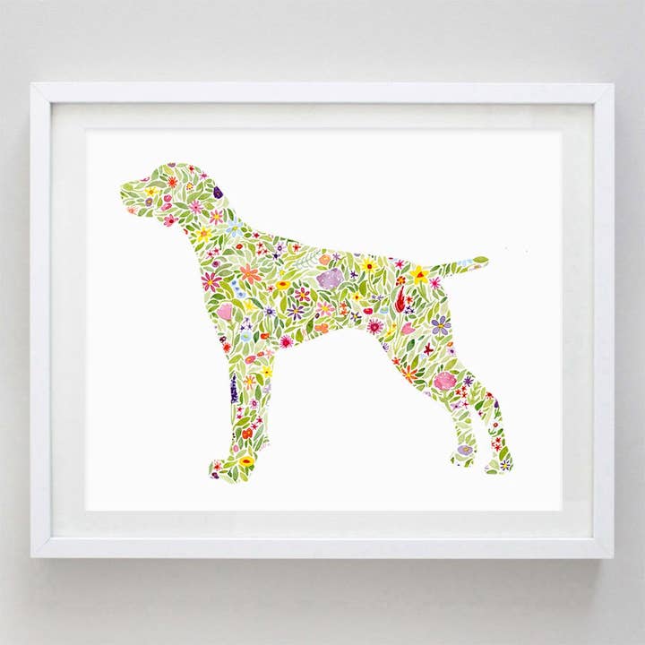 German Shorthaired Pointer Floral Watercolor Print for wholesale by Carly Rae Studio