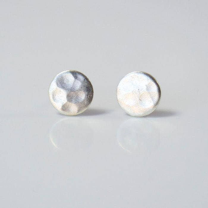 Silver Hammered Circle Earrings for wholesale by Grey Theory Mill
