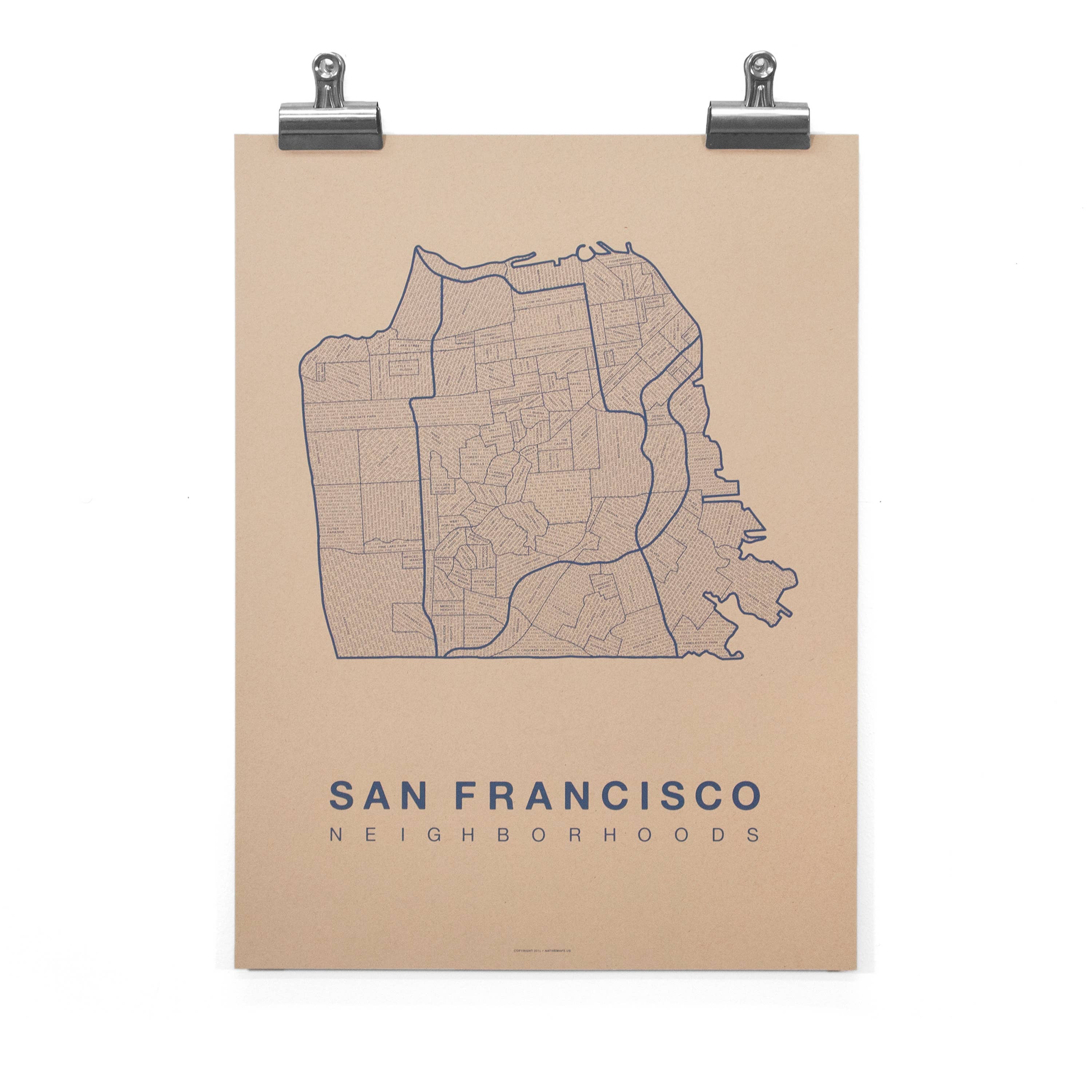 Native Maps - Wholesale Poster - San Francisco, CA Neighborhood City Map Poster3