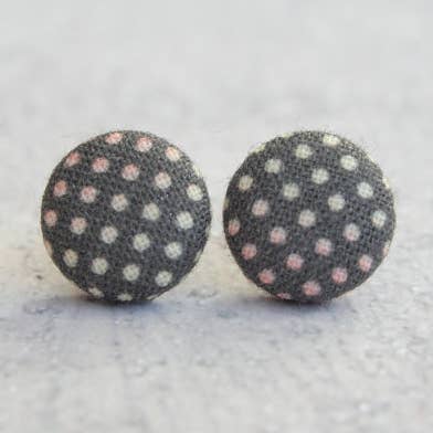 Rachel O's - Wholesale Stud/Post Earrings - Party Dots Fabric Button Earrings0
