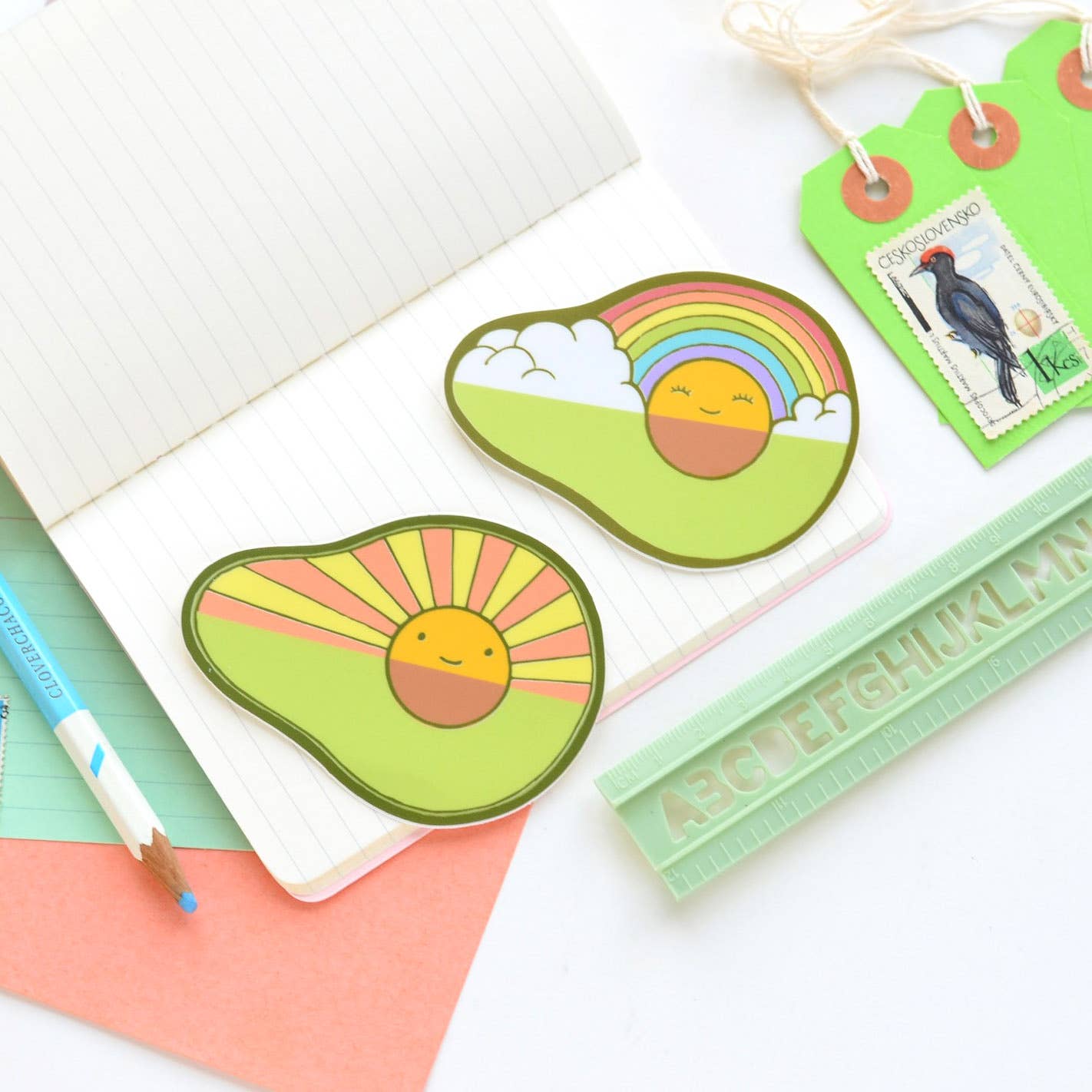 Imaginary Animal - Wholesale Sticker - Avocado Rainbow + Avocado Sunrise Die Cut Vinyl Stickers4