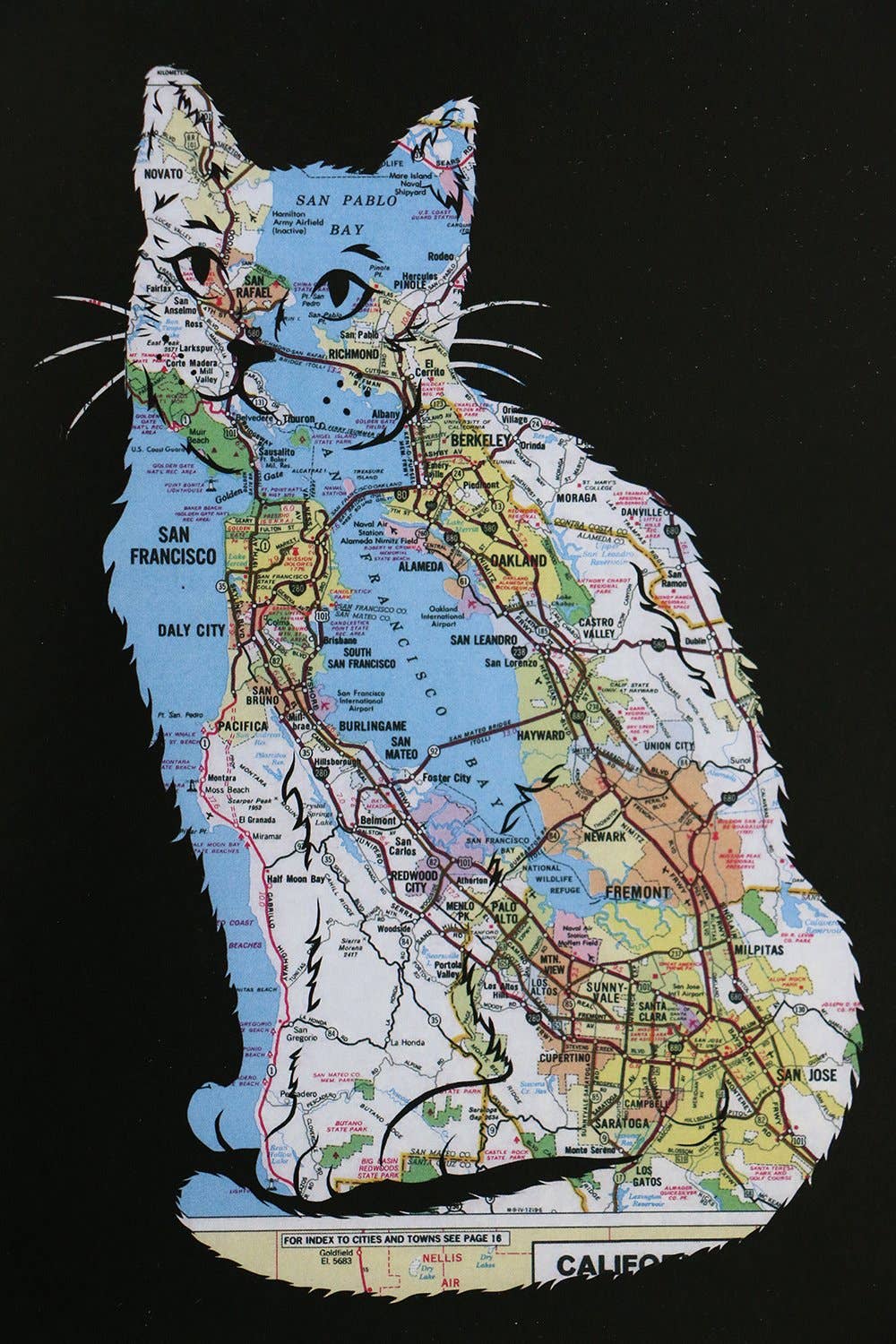 Granny Panty Designs - Wholesale Everyday Greeting Card - Feline Fine Cat Card - San Francisco Bay Area Map2