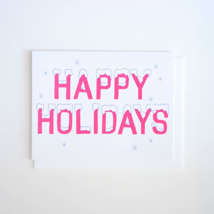Banquet Workshop - Wholesale Christmas Card - Happy Holidays Card - Icy Font with Neon Pink - Christmas