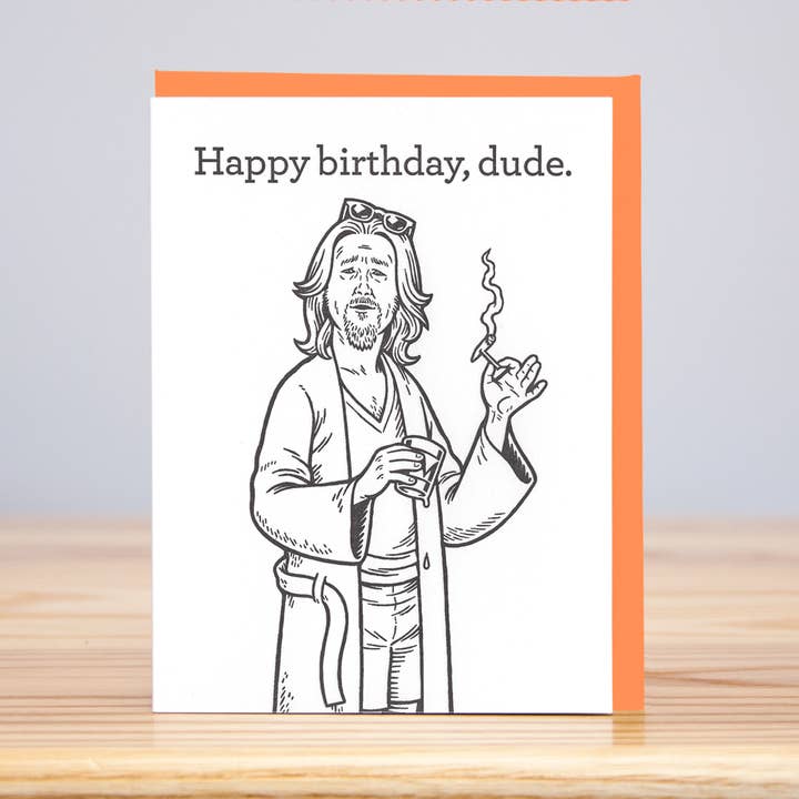 The Dude Birthday (Letterpress) for wholesale by Huckleberry Letterpress