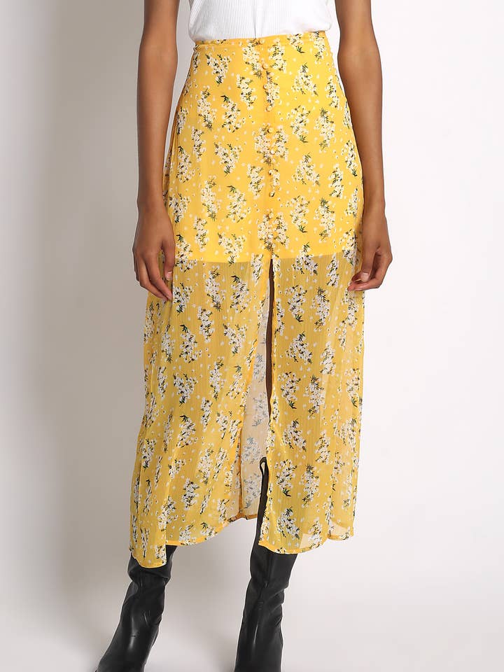 GONNA MIDI FLOREALE - GSS612-YLW per la vendita all'ingrosso da parte di Sans Souci