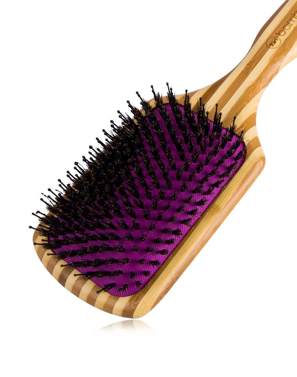 Tiri Pro - Wholesale Hair Brush/Comb - Bamboo XL Detangling Paddle Brush with Boar Bristles -Purple1