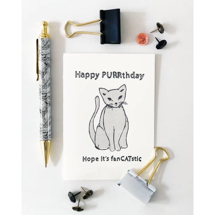 Steel Petal Press - Wholesale Birthday Card - Fancatstic Birthday - Letterpress Birthday Greeting Card