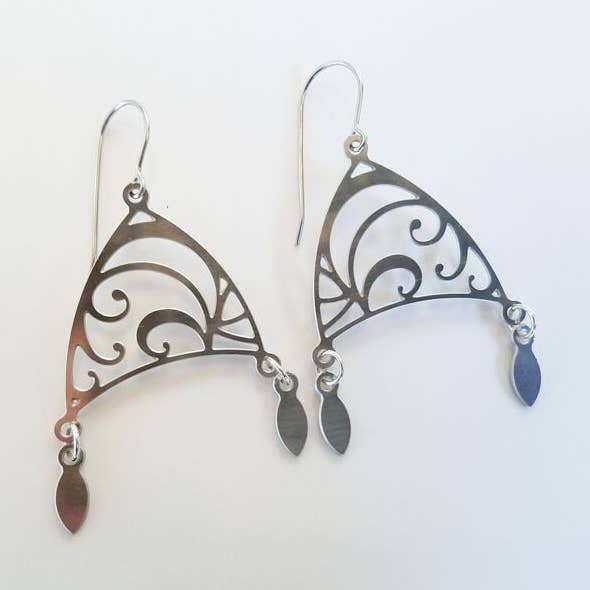 Floral Chandelier Steel Earrings for wholesale by GioGio Design
