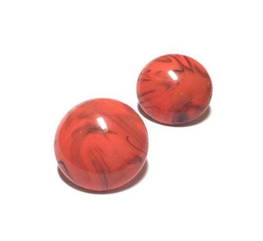 Leetie Lovendale - Wholesale Stud/Post Earrings - Coral Marbled Large Retro Button Stud Earrings0