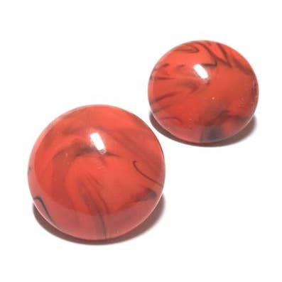 Leetie Lovendale - Wholesale Stud/Post Earrings - Coral Marbled Large Retro Button Stud Earrings0