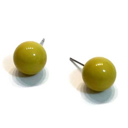 Chartreuse Lucite Ball Stud Earrings for wholesale by Leetie Lovendale