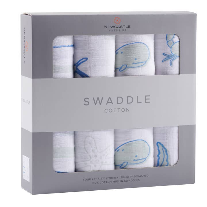 Newcastle Classics - Wholesale Swaddle - Baby - Ocean Friends Swaddle 4-Pack1