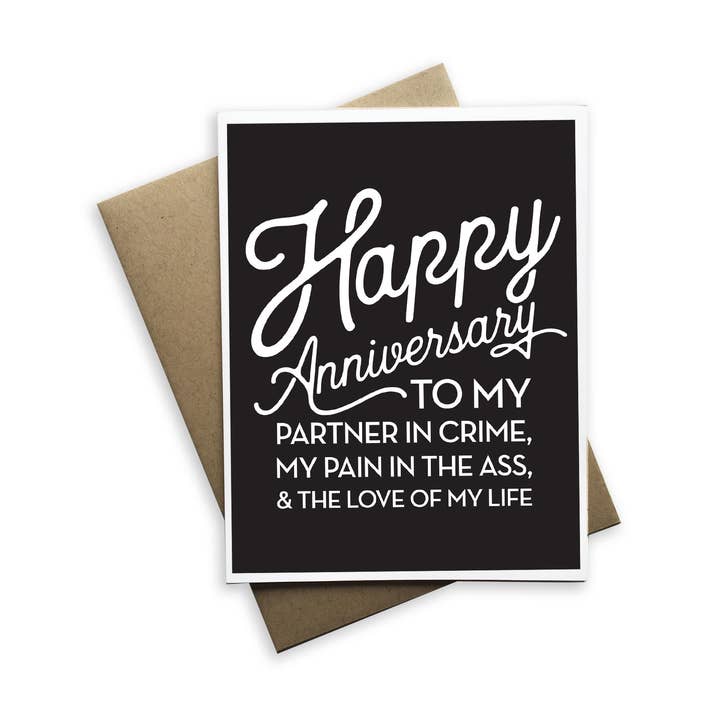 Snarky Anniversary -Happy Anniversary To My Partner In Crime for wholesale by Tiramisu Paperie