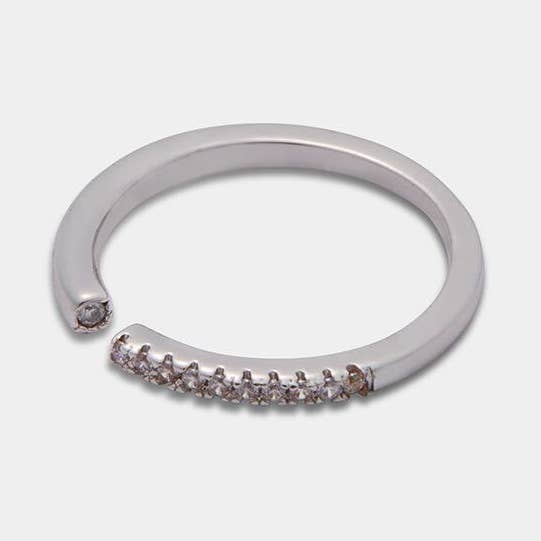 Gemmed - Wholesale Band/Stacked Ring - Itty Bitty Pinky Ring - Silver0