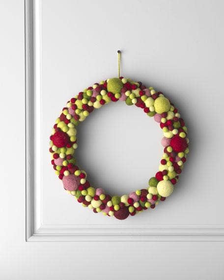 Arcadia Home - Wholesale Wreath - Handmade Felted Wool Christmas Wreath - Multicolor - 14"1