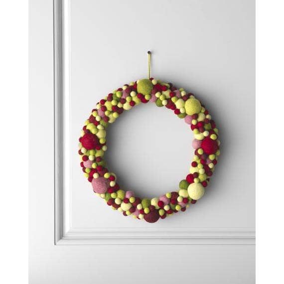 Arcadia Home - Wholesale Wreath - Handmade Felted Wool Christmas Wreath - Multicolor - 14"1