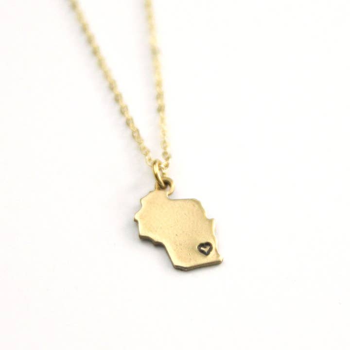 Wisconsin - Custom State Heart Necklace for wholesale by Peachtree Lane Co.