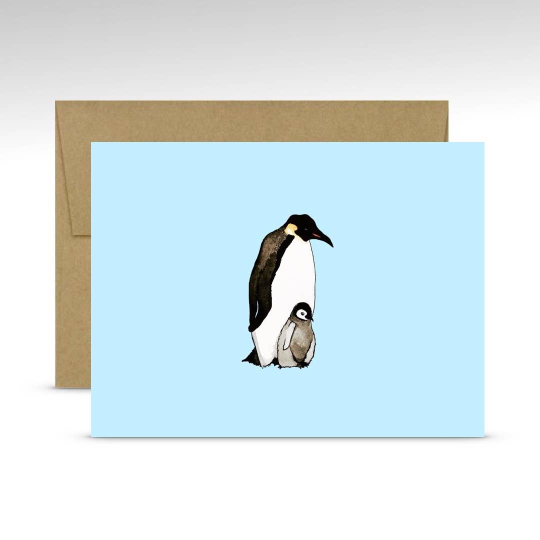 Wee Wild Ones - Wholesale Everyday Greeting Card - A Case Of Emperor Penguin Blank Card - Blue0