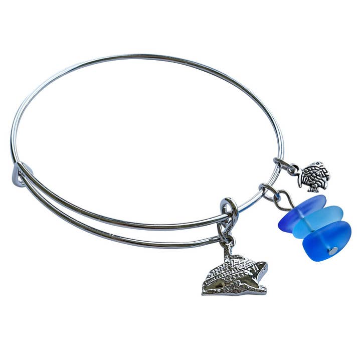 Bracelet bracelet ajustable en verre de mer pour bateau de croisière pour la vente par Snazzy and Co