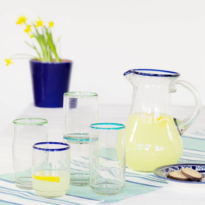 Sobremesa - Wholesale Drinking Glass/Cup - Green Rim Medium Stacking Drinking Glass, Glassware2