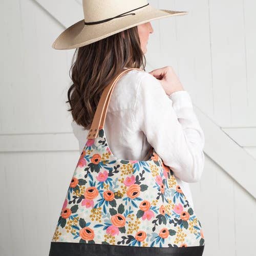 NW Convertible Tote In Bloom Floral Linen Canvas for wholesale by Frankie & Coco PDX
