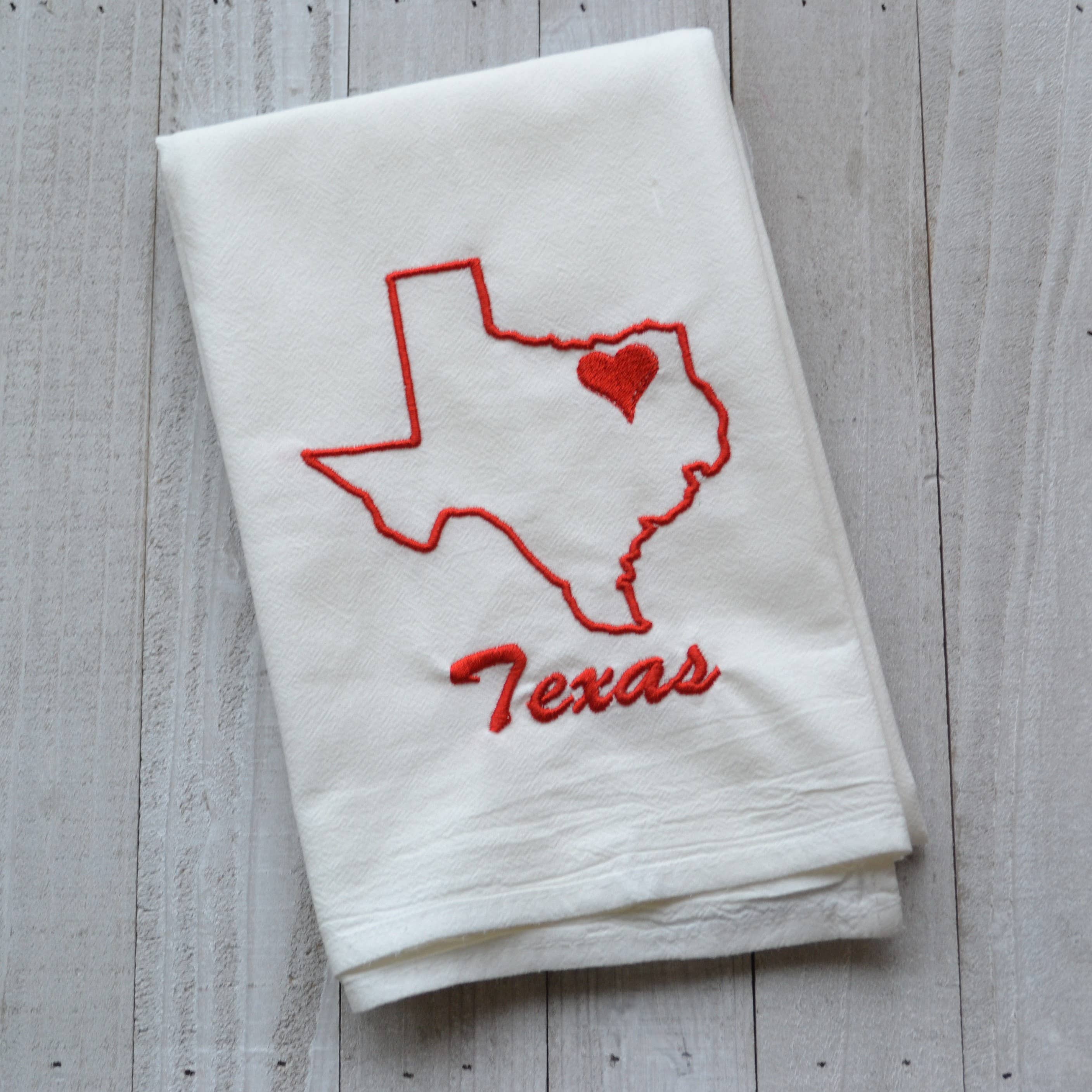 SewMuchMoreStore - Wholesale Tea Towel - State Tea Towel - Red - Embroidered Floursack Towel21