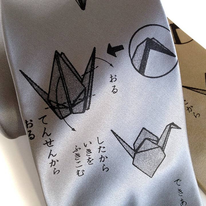 Origami Necktie, Paper Crane Tie for wholesale by Cyberoptix Tie Lab