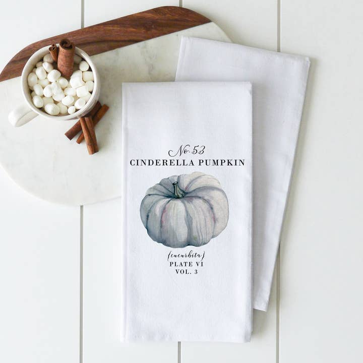 Cinderella Pumpkin Tea Towel for wholesale by Porter Lane Home