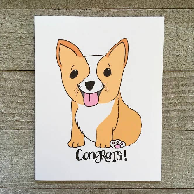 Corgi Baby Card – White for wholesale by Ink Delights
